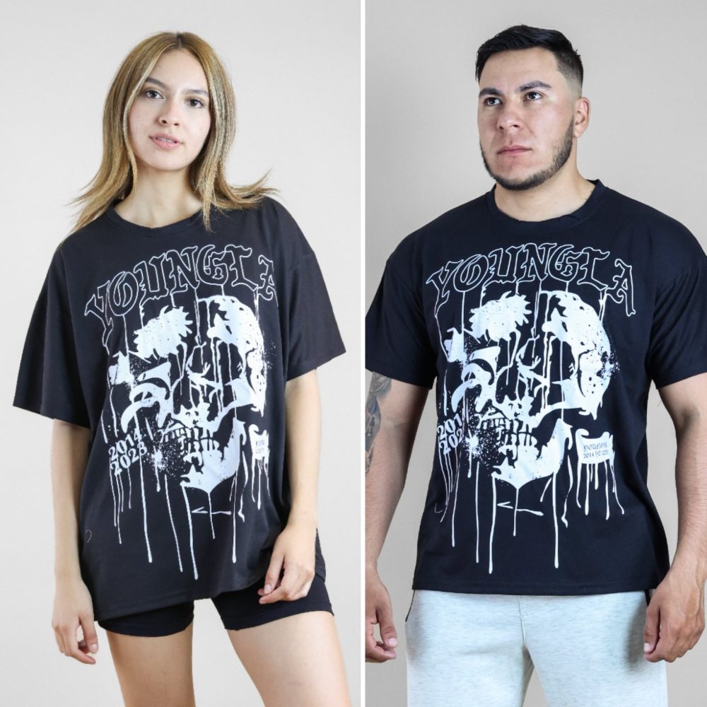 Playera Unisex Over Algodon Calavera Youngla