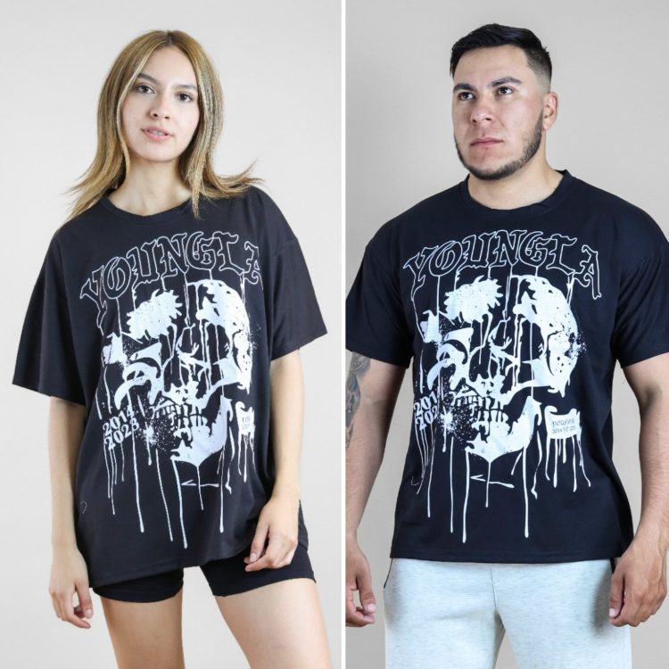 Playera Unisex Over Algodon Calavera Youngla