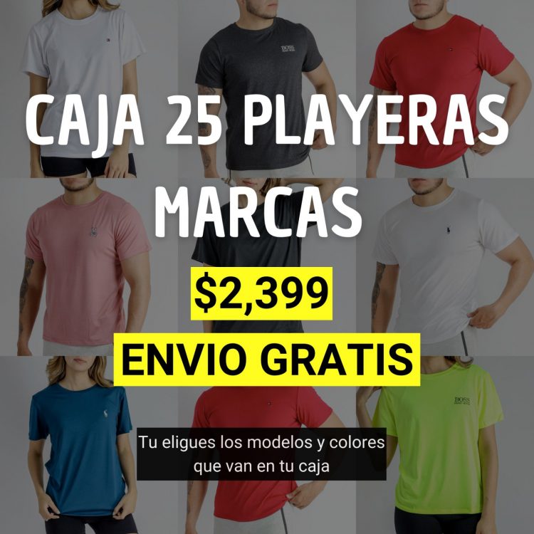 Caja 25 Playeras Marcas