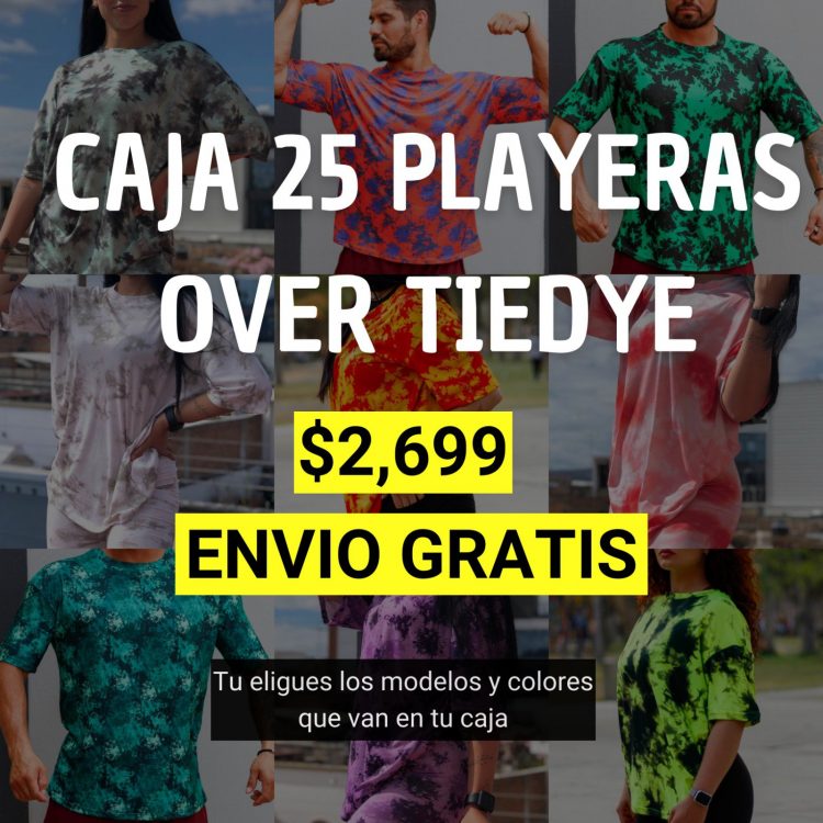 Caja 25 Playeras Over Tiedye